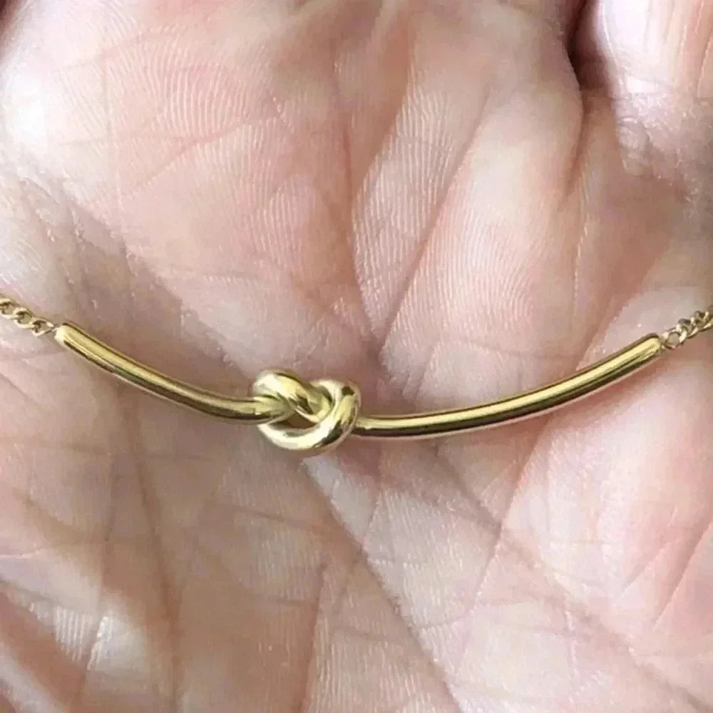 Waterproof 316L Stainless Steel 18k Gold Plated Knot Knotted Necklace NWT